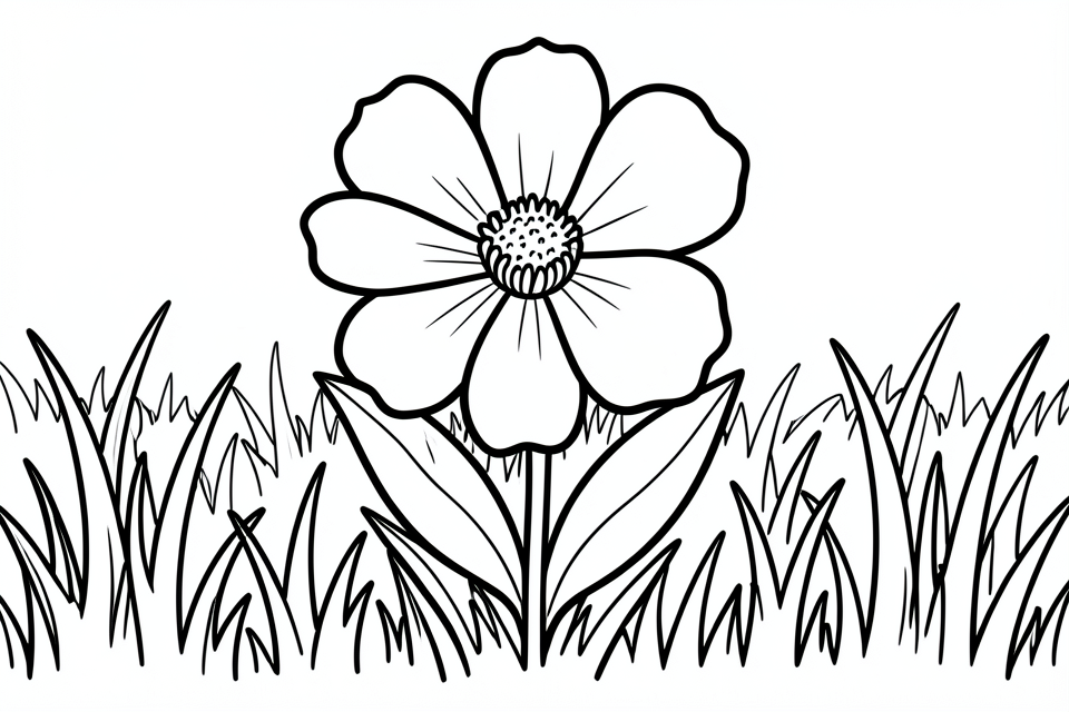 Malvorlage blume auf einer wiese