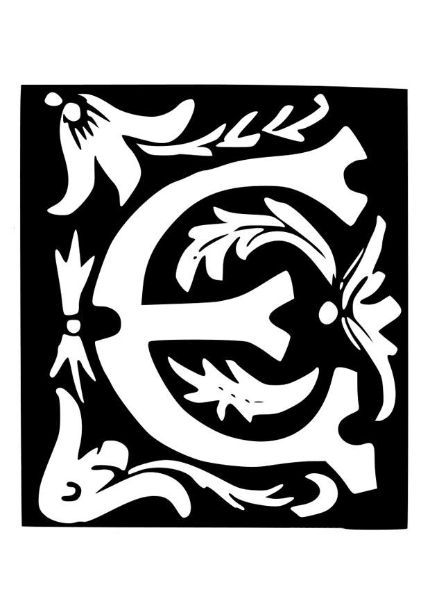 dekorativer buchstabe - e Malvorlage dekorativer buchstabe - e