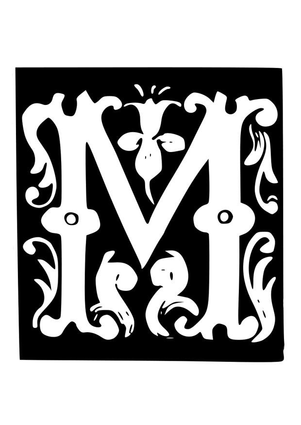 dekorativer buchstabe - m Malvorlage dekorativer buchstabe - m