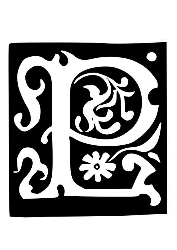 dekorativer buchstabe - p Malvorlage dekorativer buchstabe - p