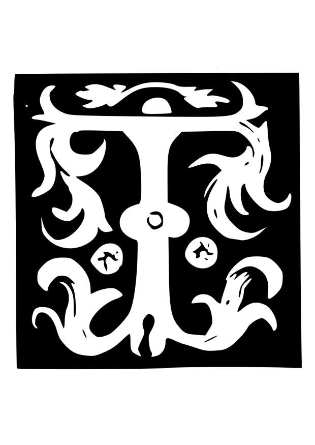 dekorativer buchstabe - t Malvorlage dekorativer buchstabe - t