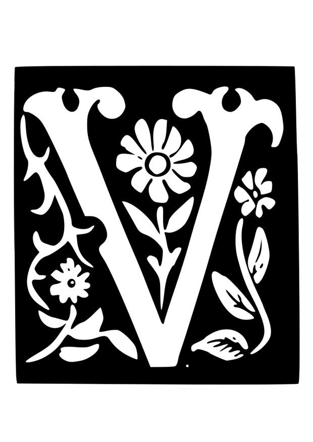dekorativer buchstabe - v Malvorlage dekorativer buchstabe - v