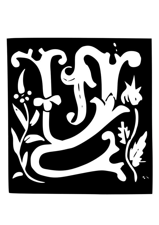 dekorativer buchstabe - w Malvorlage dekorativer buchstabe - w