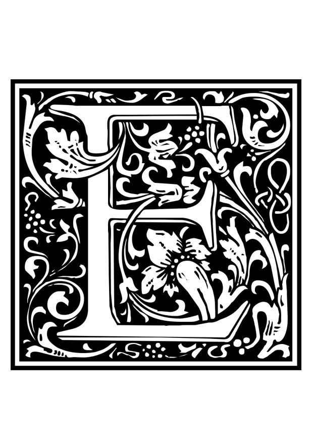 dekoratives alphabet - e Malvorlage dekoratives alphabet - e