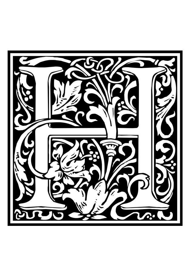 dekoratives alphabet - h Malvorlage dekoratives alphabet - h
