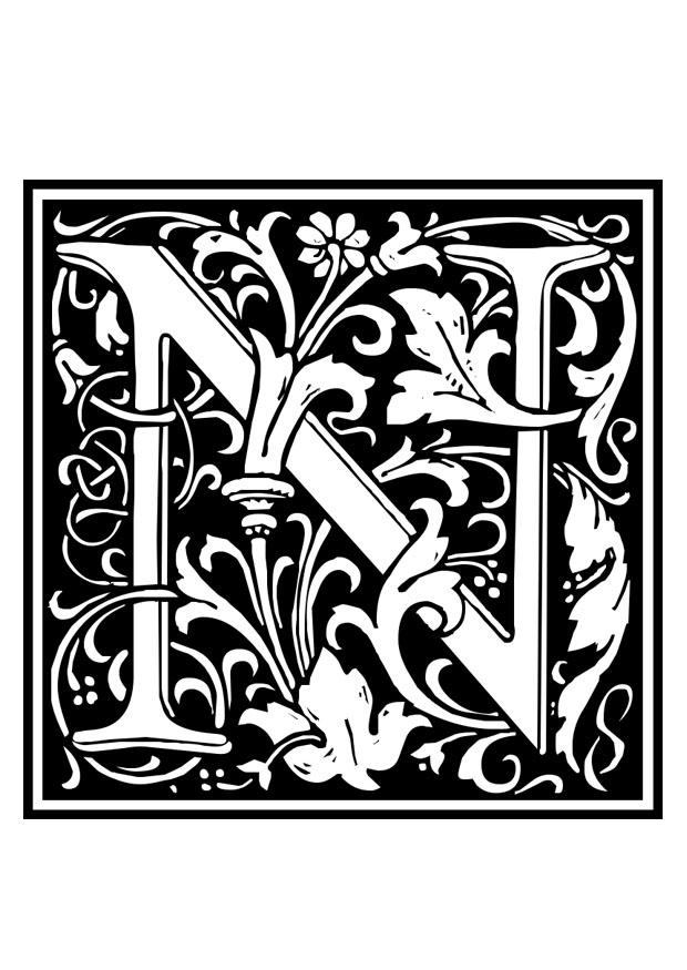 dekoratives alphabet - n Malvorlage dekoratives alphabet - n
