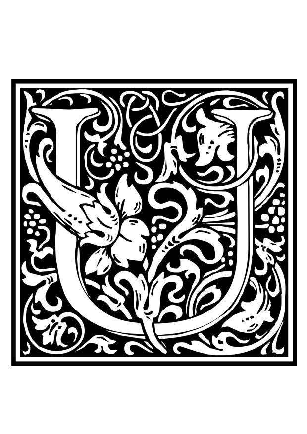 dekoratives alphabet - u Malvorlage dekoratives alphabet - u