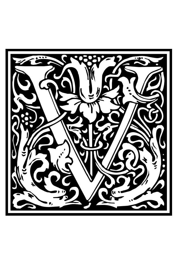 dekoratives alphabet - v Malvorlage dekoratives alphabet - v