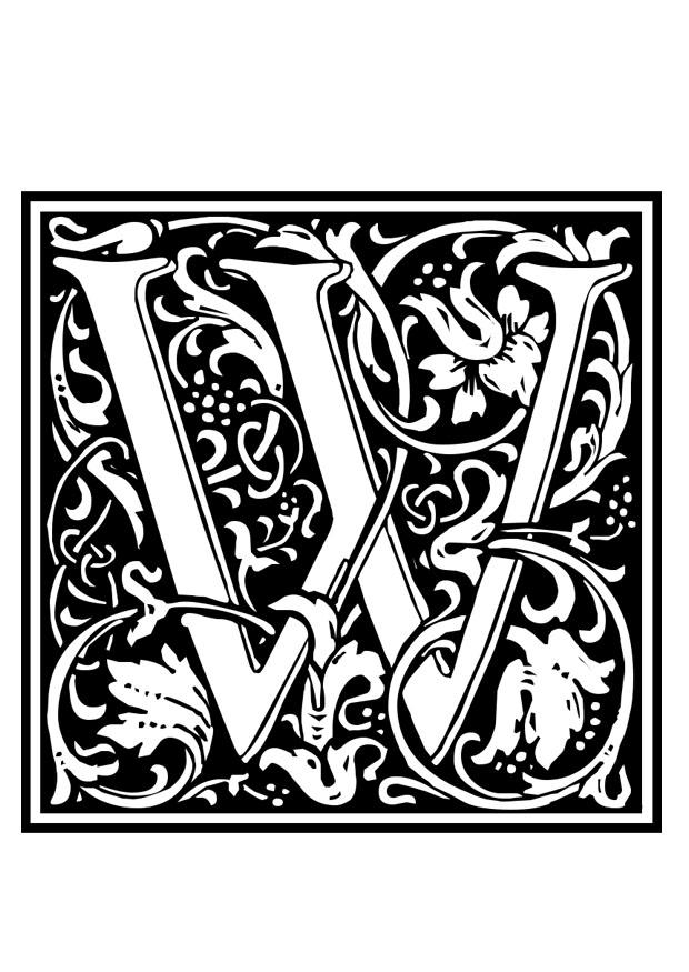Malvorlage dekoratives alphabet - w