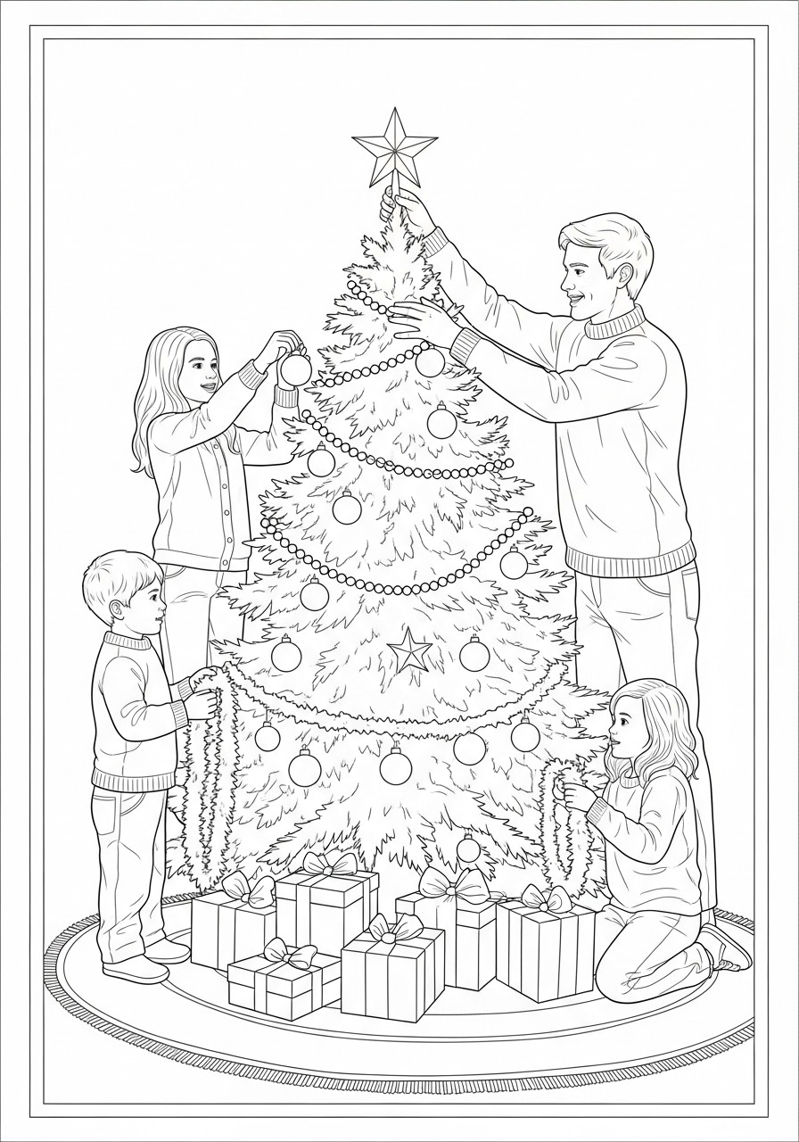 Malvorlage den weihnachtsbaum schmA¼cken