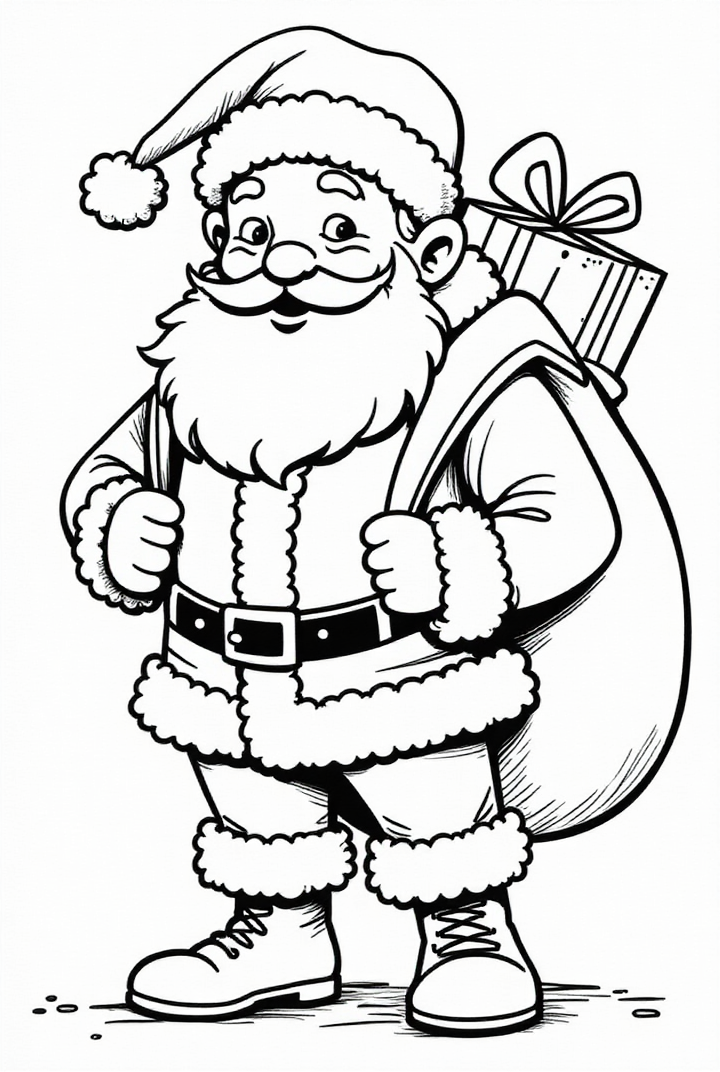 Malvorlage der weihnachtsmann unterwegs