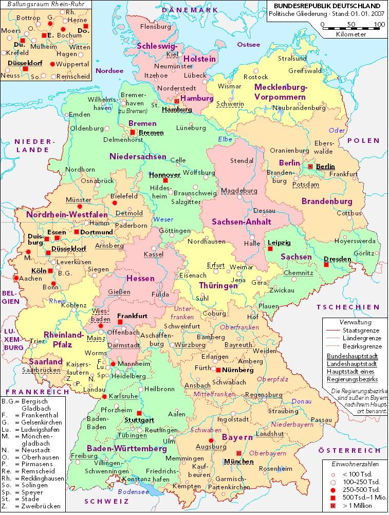 deutschland - politische karte 2007 Bild deutschland - politische karte 2007