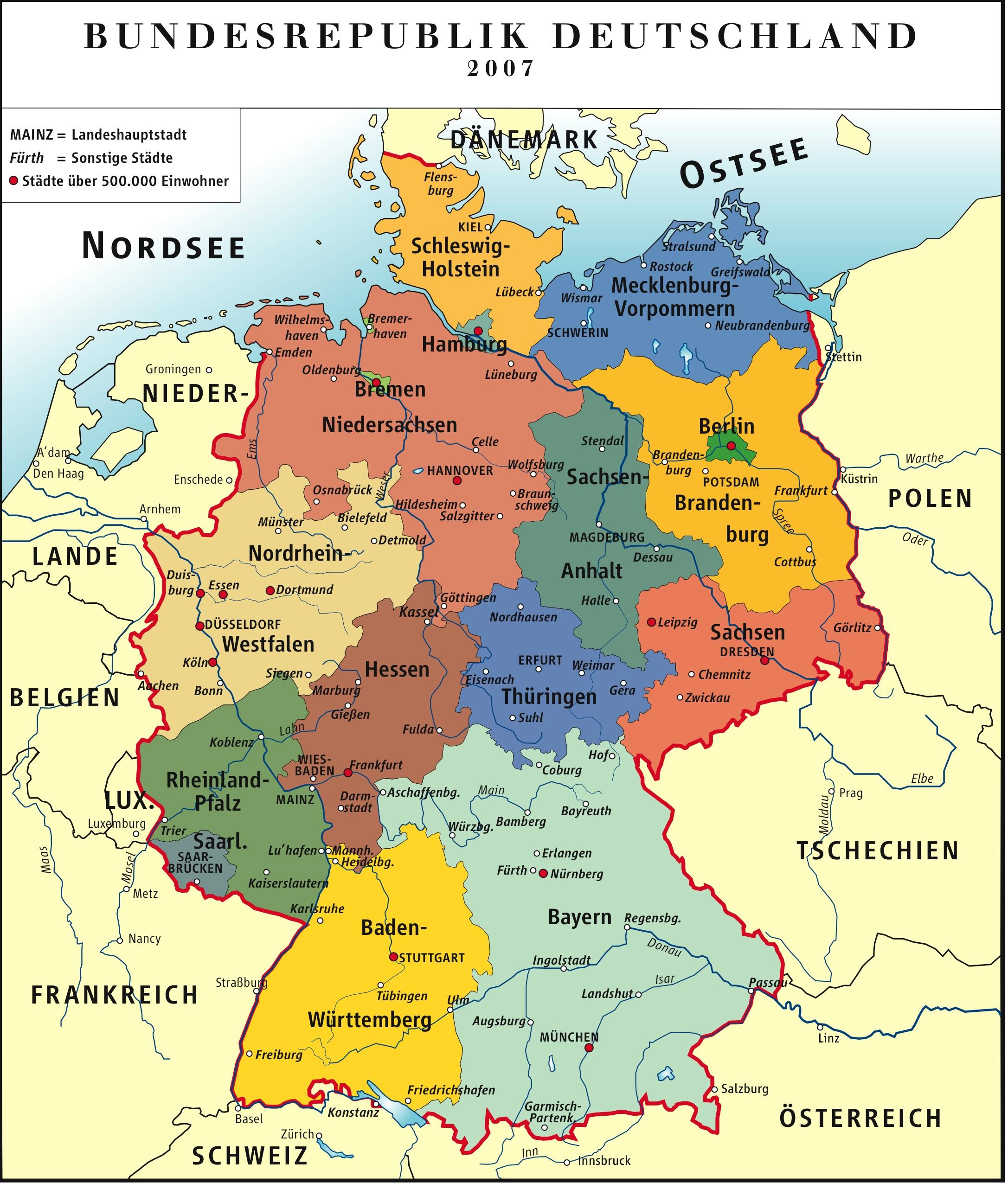 Bild deutschland - politische karte brd 2007