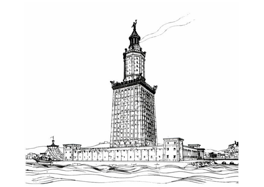 Malvorlage die 7 weltwunder - leuchtturm von alexandrien