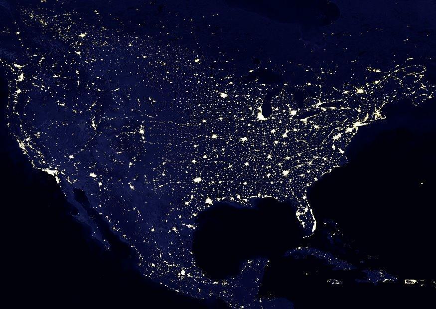 die erde bei nacht - stadtgebiete nordamerika Foto die erde bei nacht - stadtgebiete nordamerika