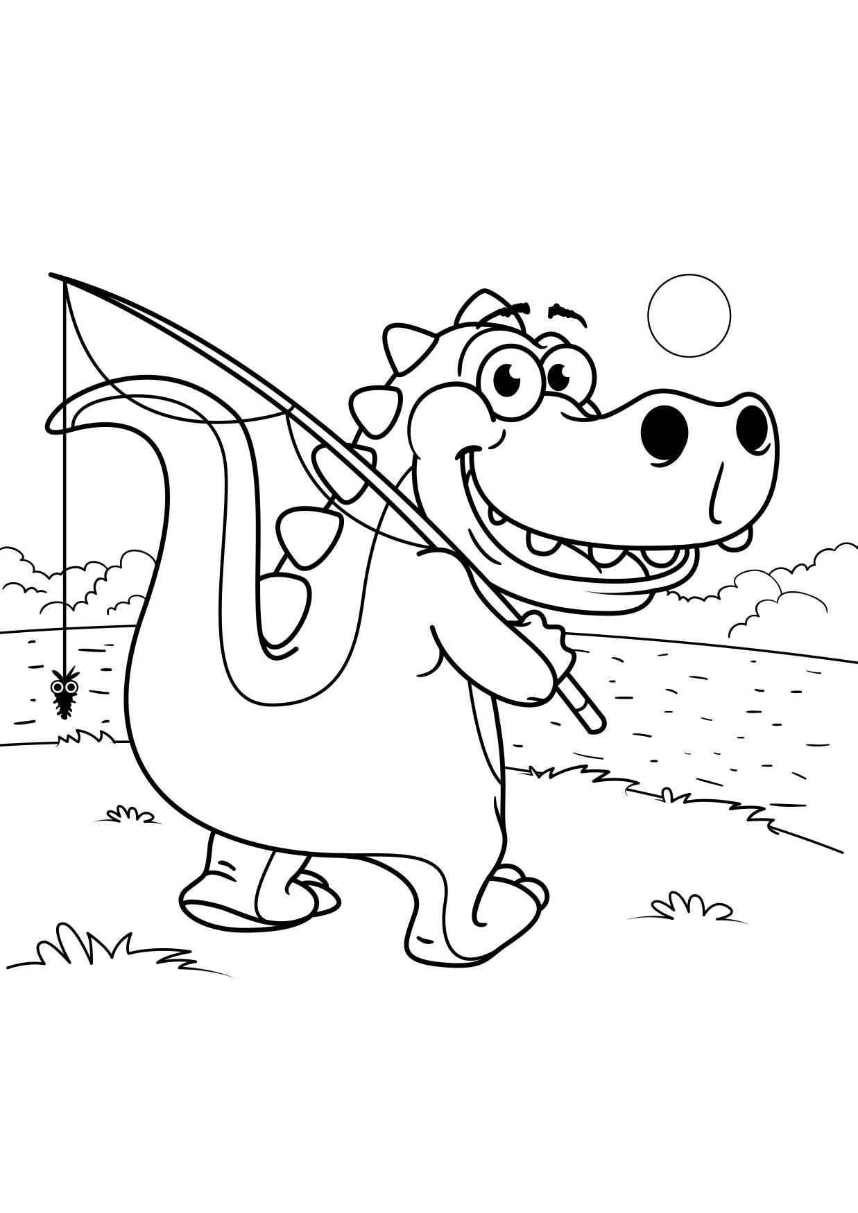 dinosaurier geht angeln Malvorlage dinosaurier geht angeln