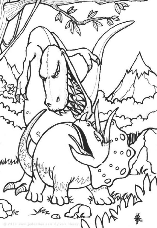 dinosaurier kampf Malvorlage dinosaurier kampf