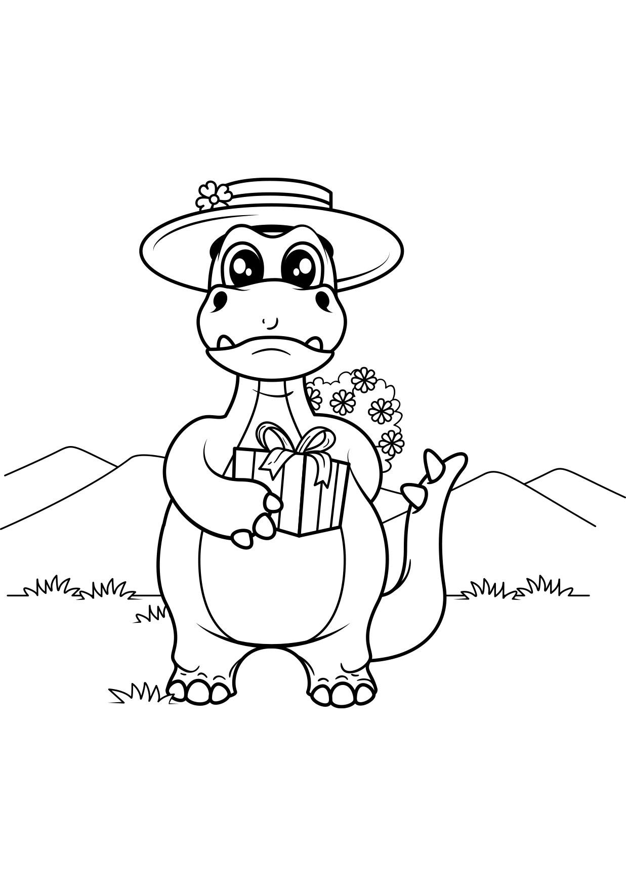 Malvorlage dinosaurier mit geschenk