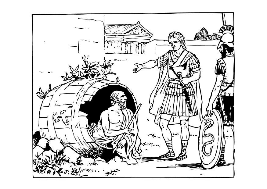 diogenes und alexander Malvorlage diogenes und alexander
