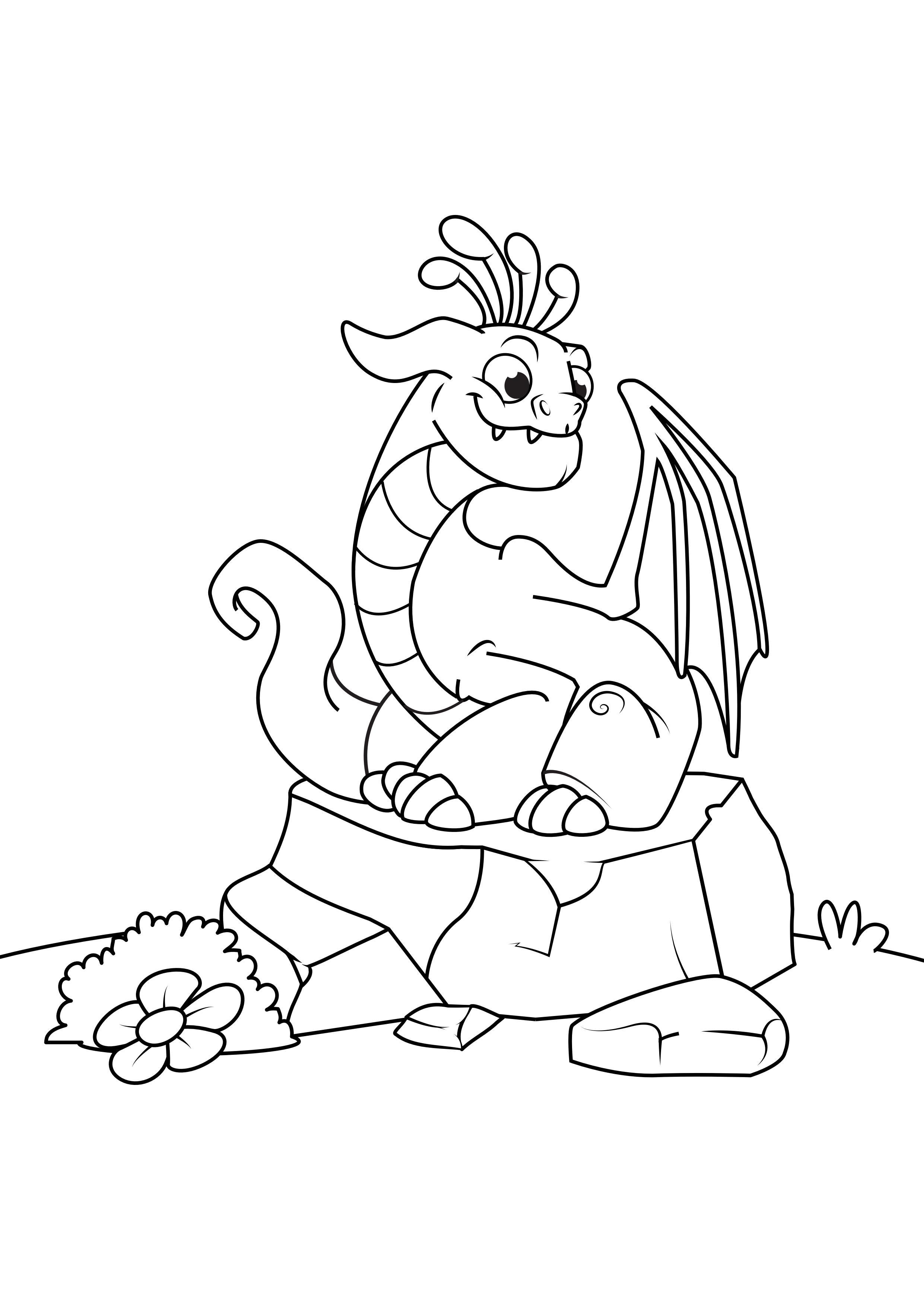 Malvorlage drache auf stein