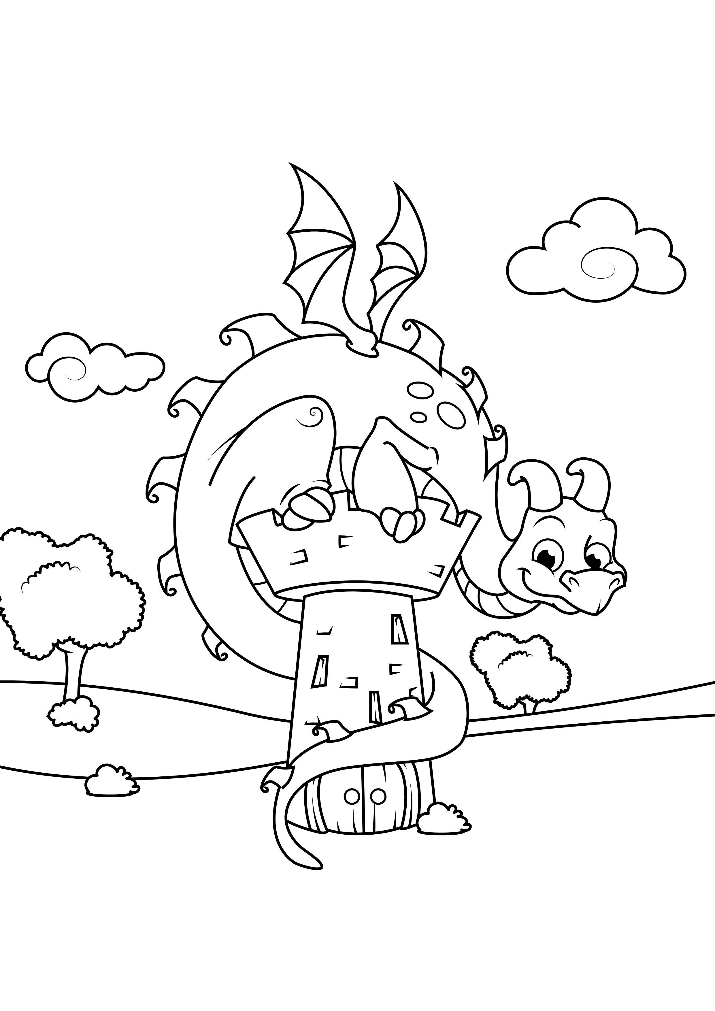 drache auf turm Malvorlage drache auf turm