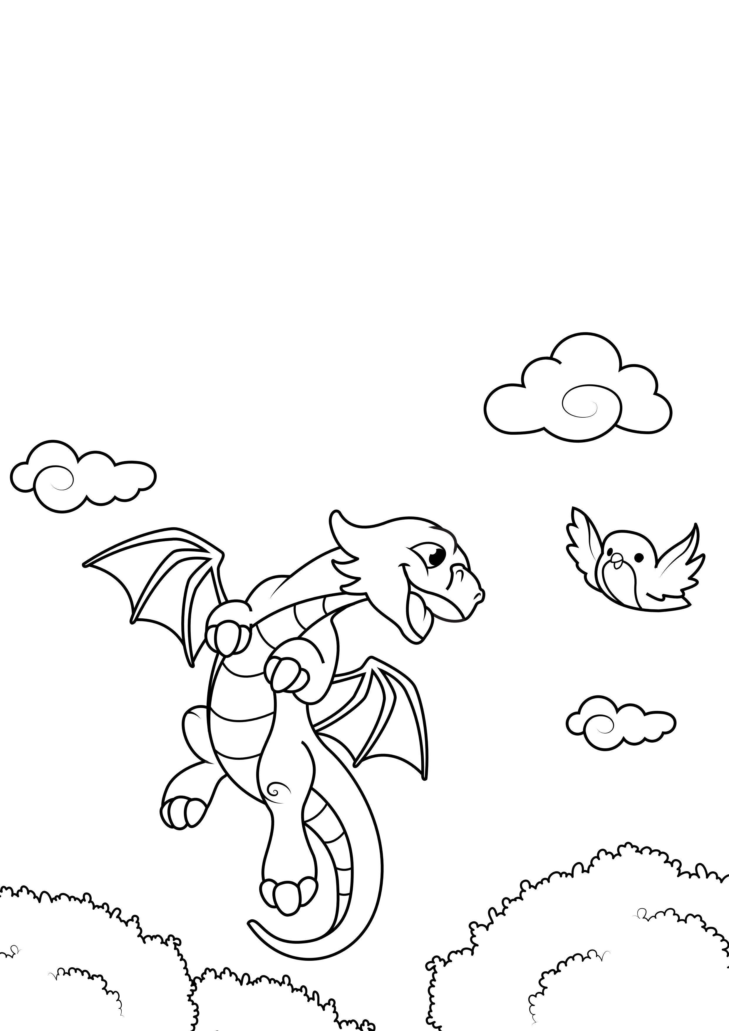 drache fliegt mit vogel Malvorlage drache fliegt mit vogel