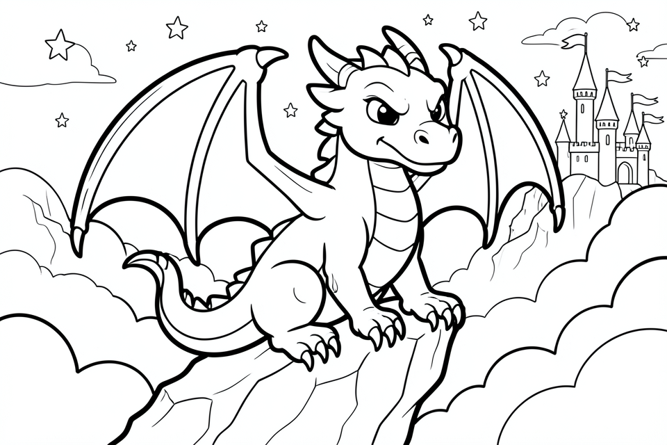 drache im schloss Malvorlage drache im schloss
