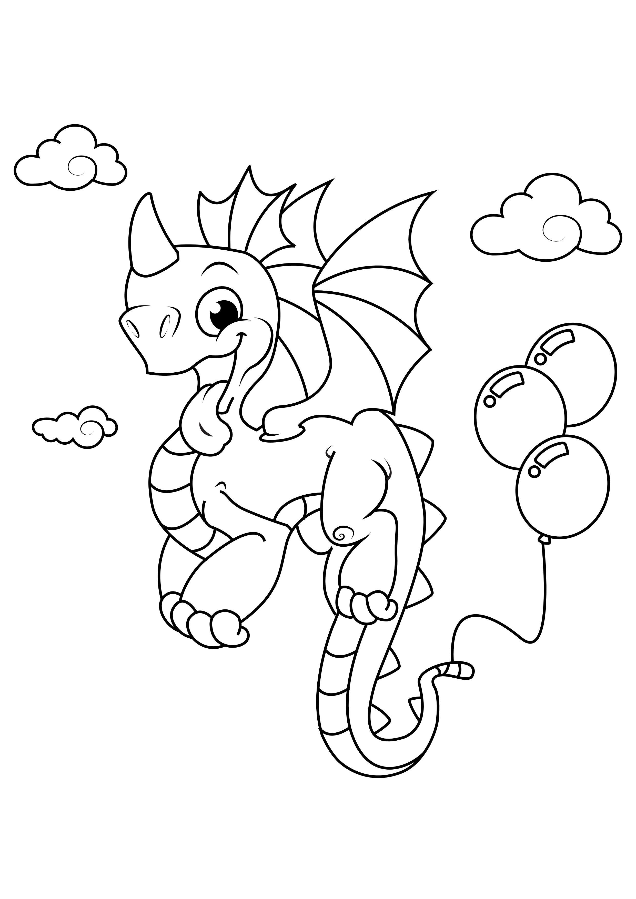 drache mit luftballons Malvorlage drache mit luftballons