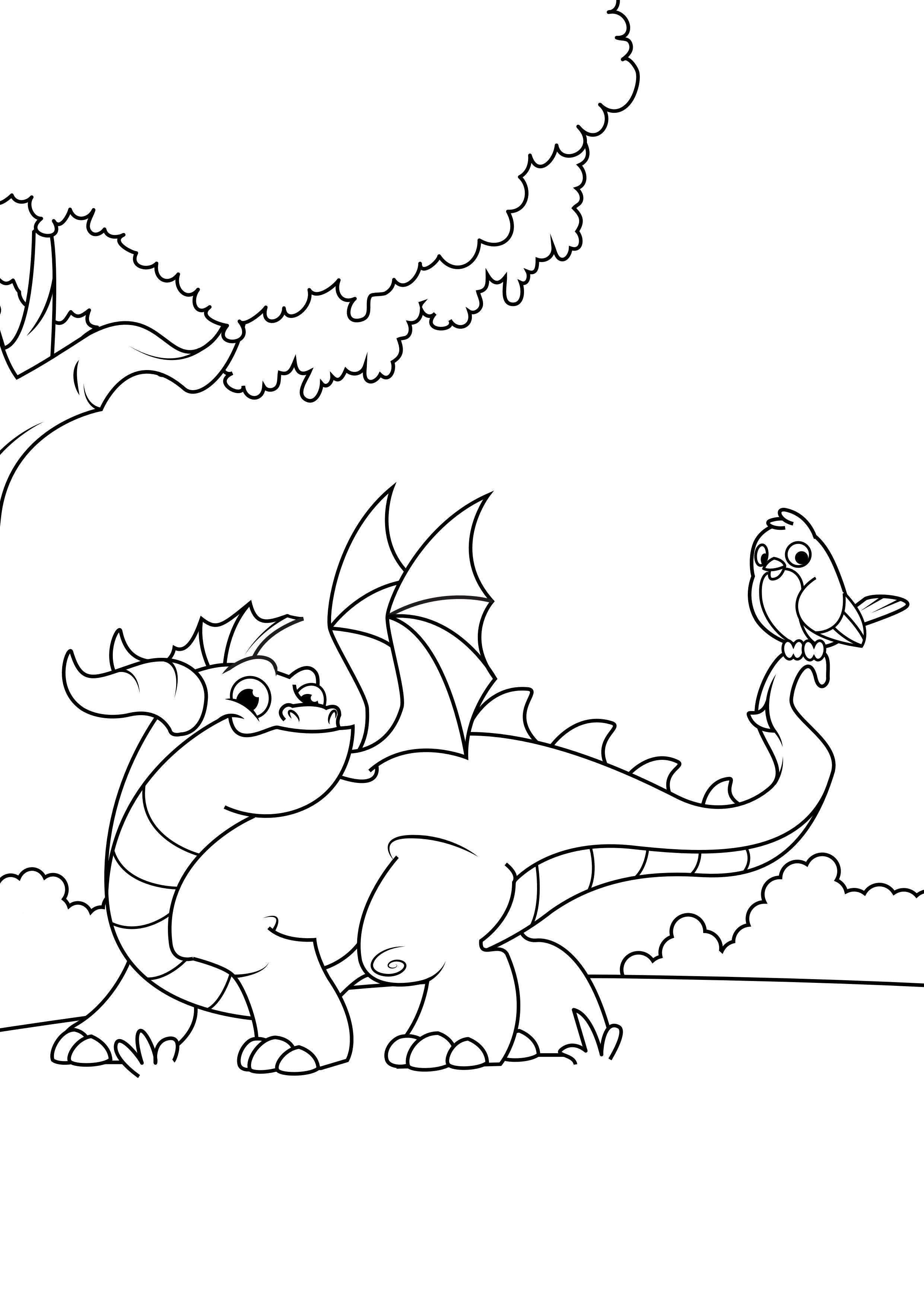 Malvorlage drache mit vogel