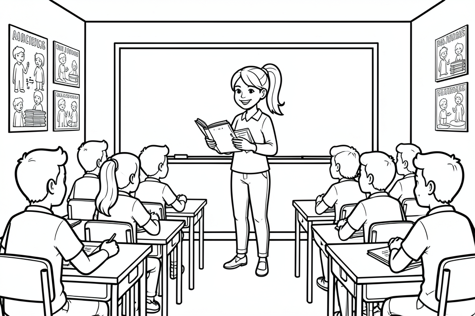 ein lehrer im klassenzimmer Malvorlage ein lehrer im klassenzimmer