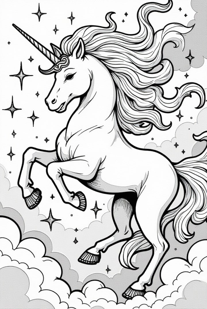 einhorn in der magischen nacht Malvorlage einhorn in der magischen nacht