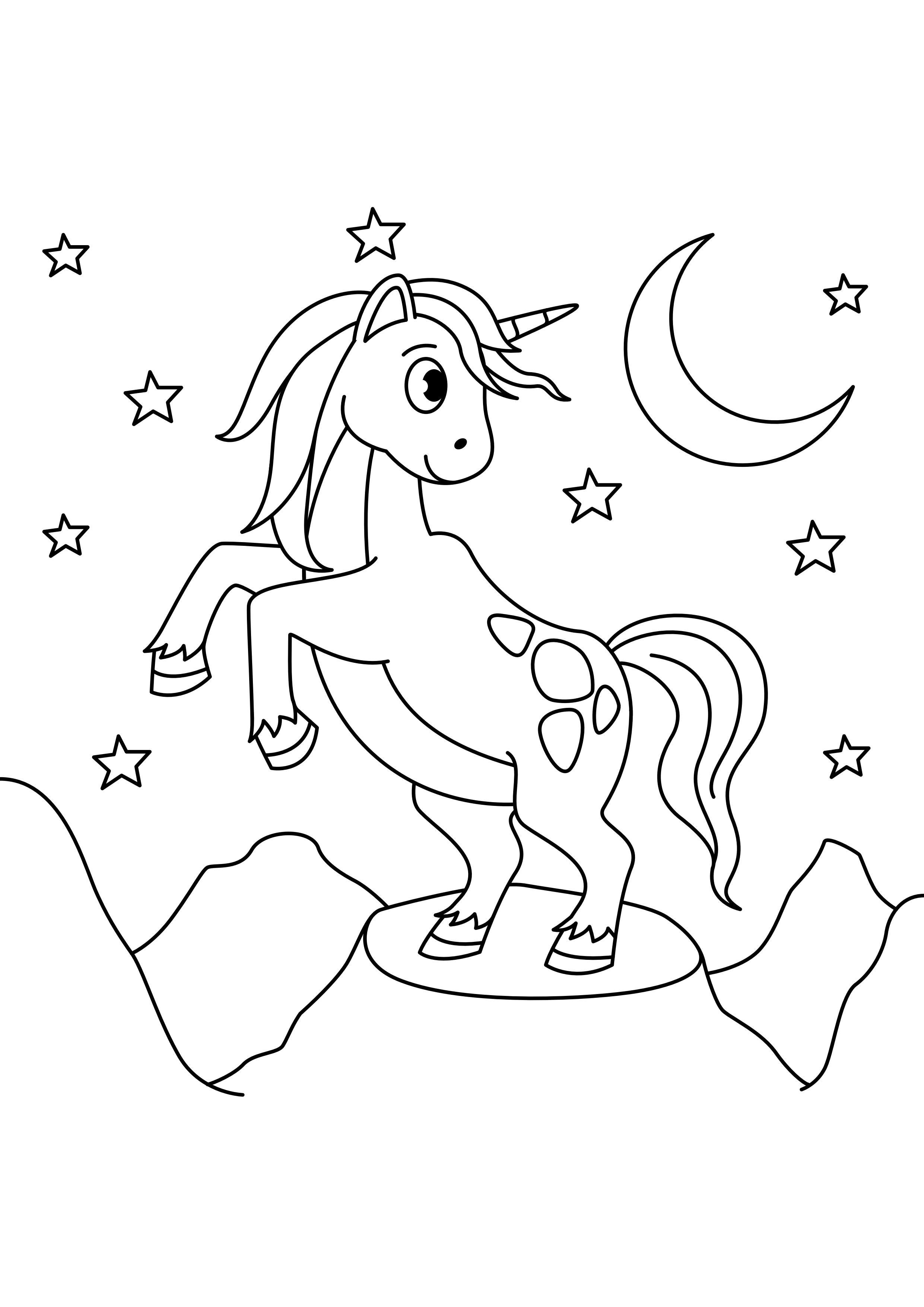 einhorn mit dem mond Malvorlage einhorn mit dem mond