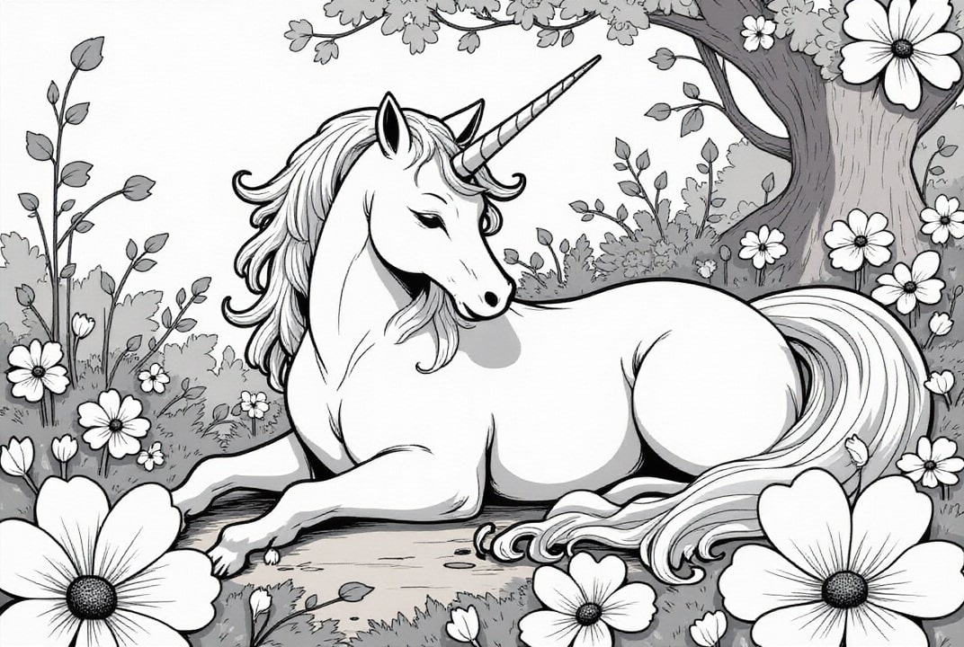 einhorn ruht im wald Malvorlage einhorn ruht im wald