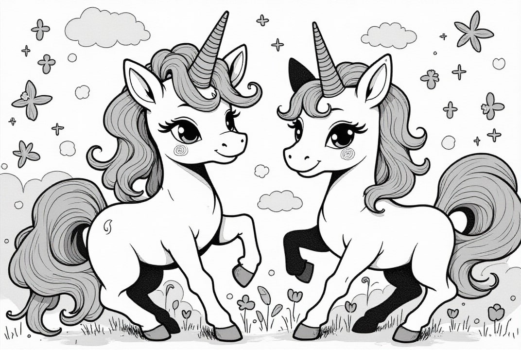 einhornfreunde auf der wiese Malvorlage einhornfreunde auf der wiese