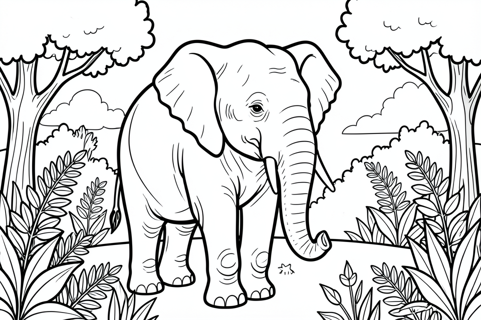 elefant im wald Malvorlage elefant im wald