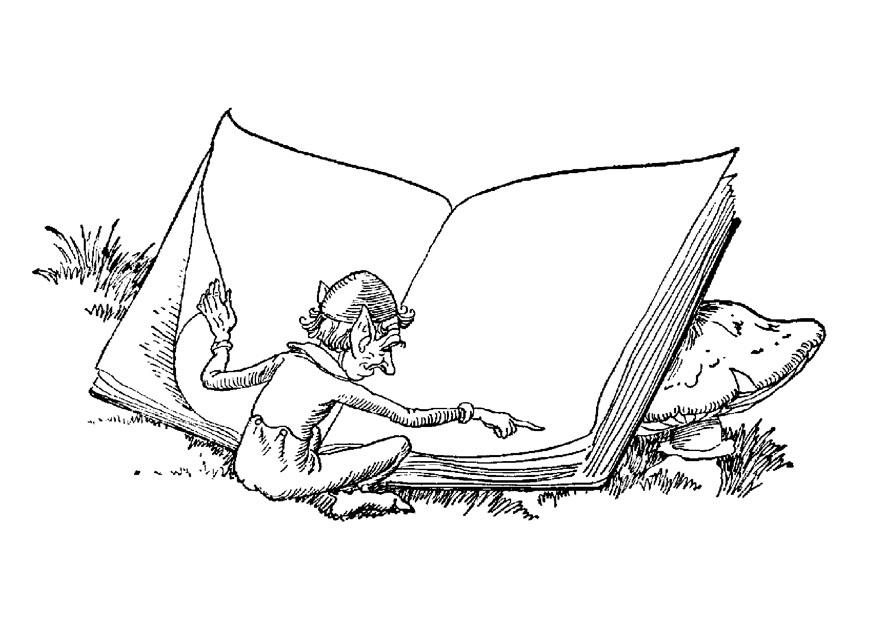elfe mit buch Malvorlage elfe mit buch