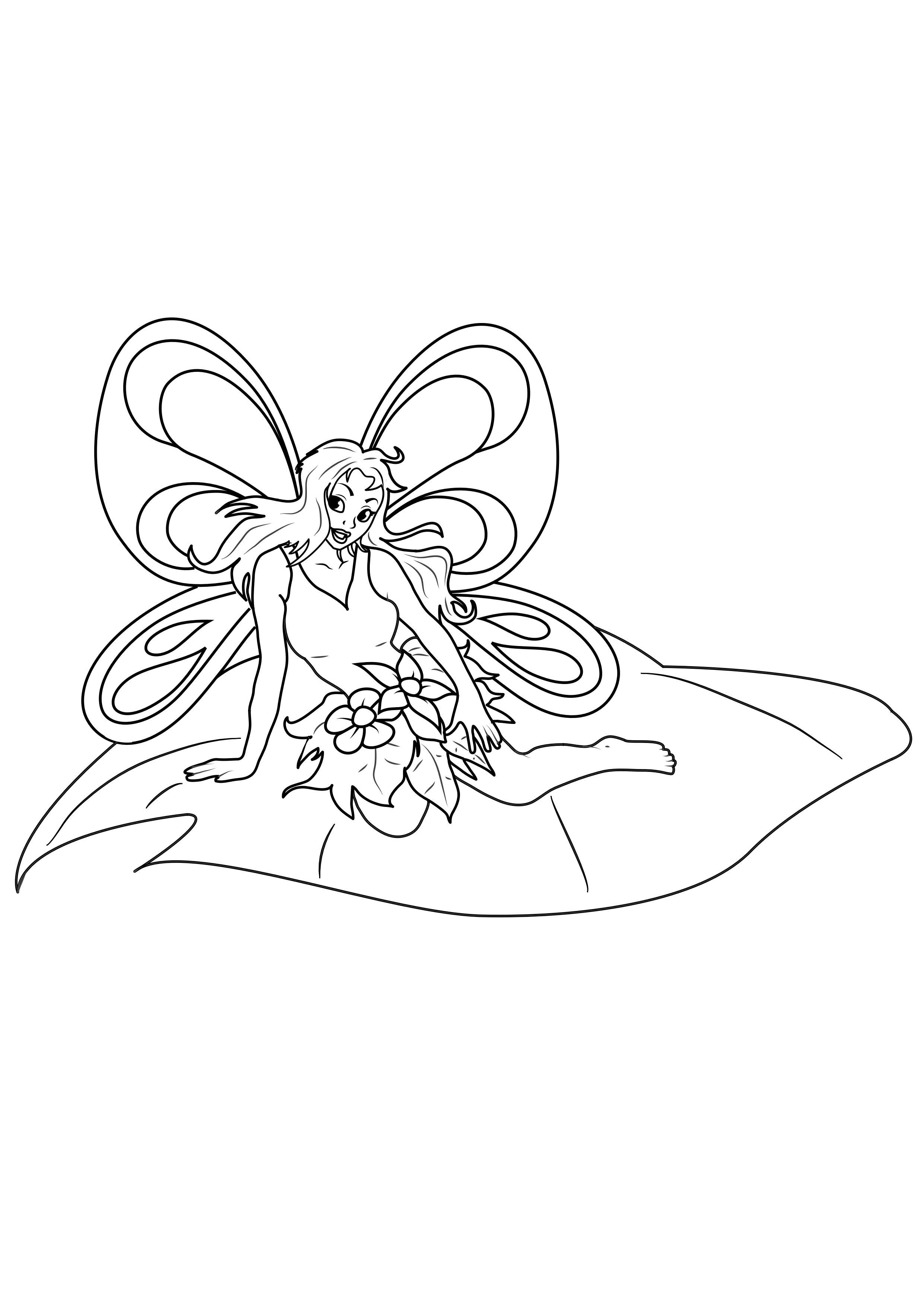 fee auf blatt Malvorlage fee auf blatt