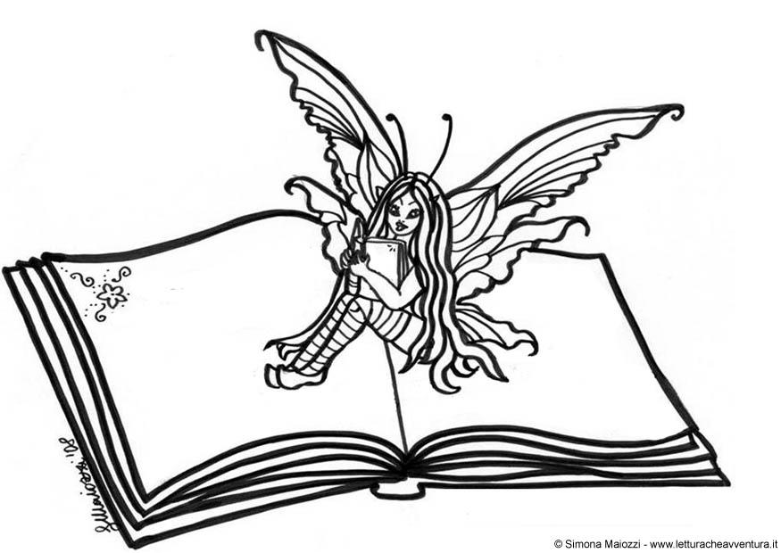 fee auf buch Malvorlage fee auf buch
