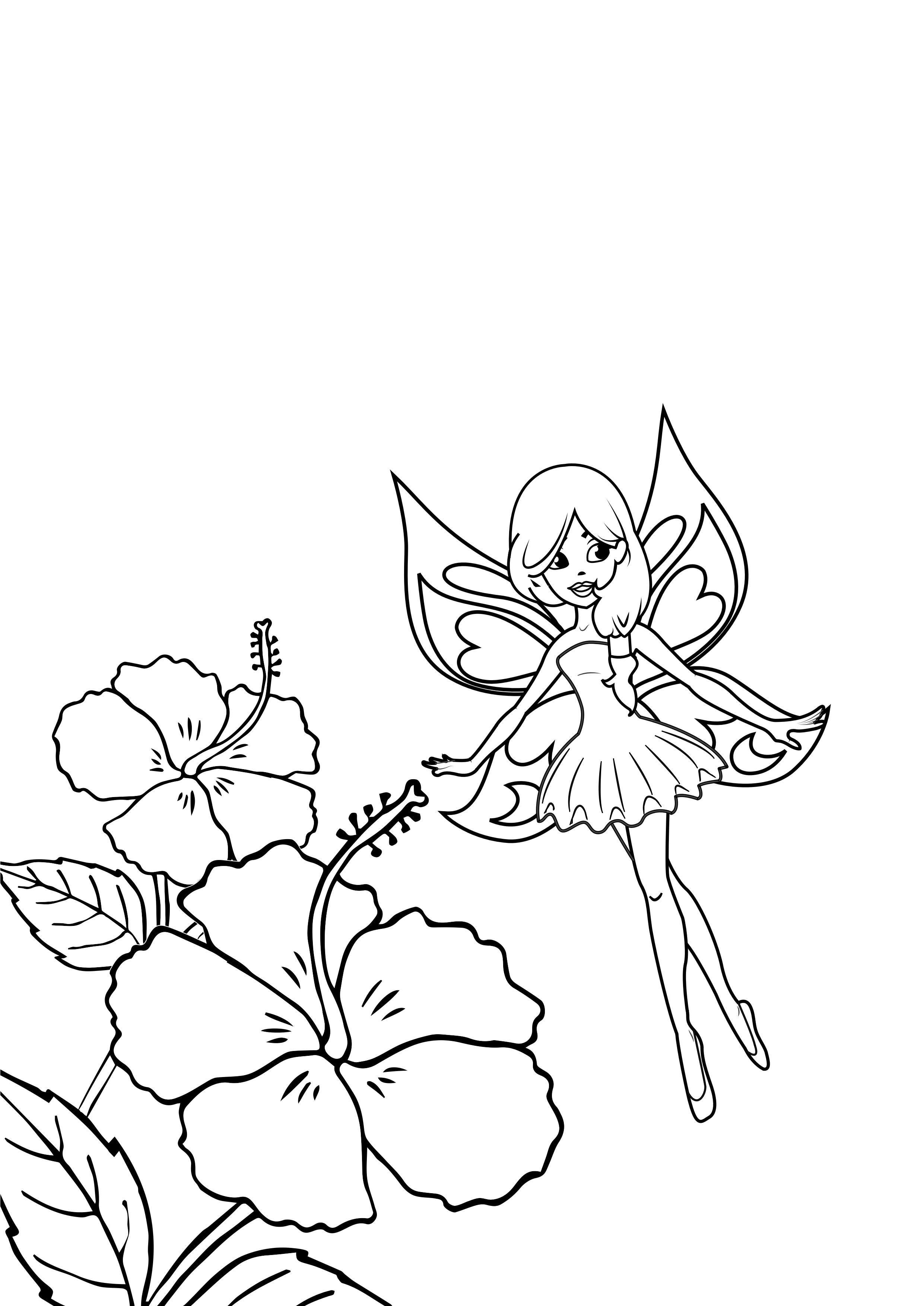fee mit blumen Malvorlage fee mit blumen
