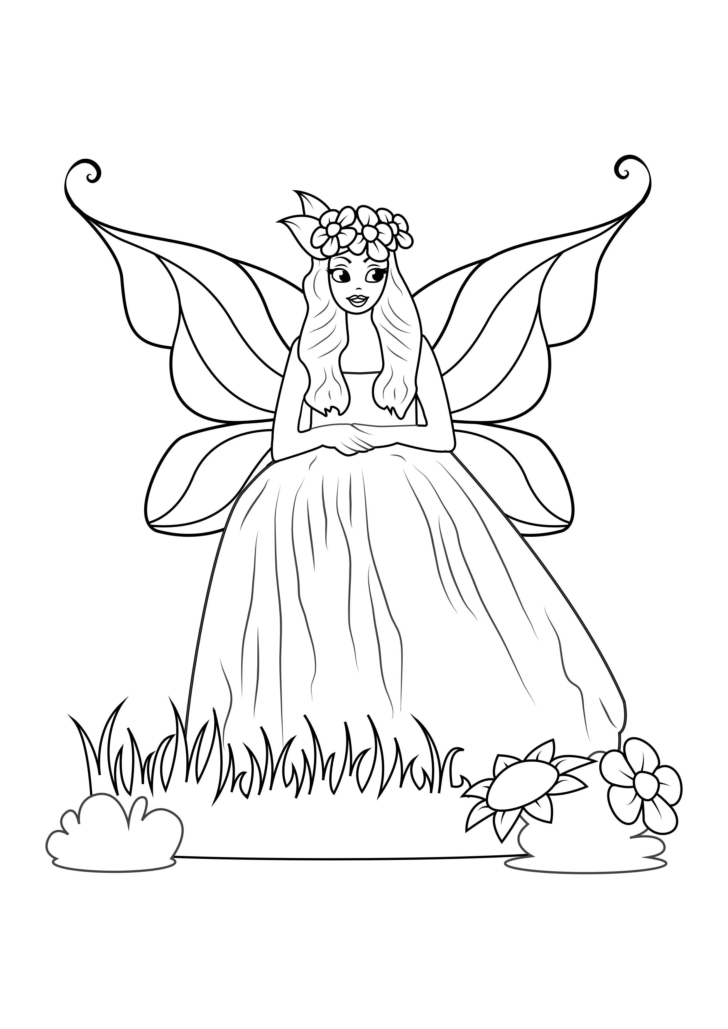 fee mit kleid Malvorlage fee mit kleid