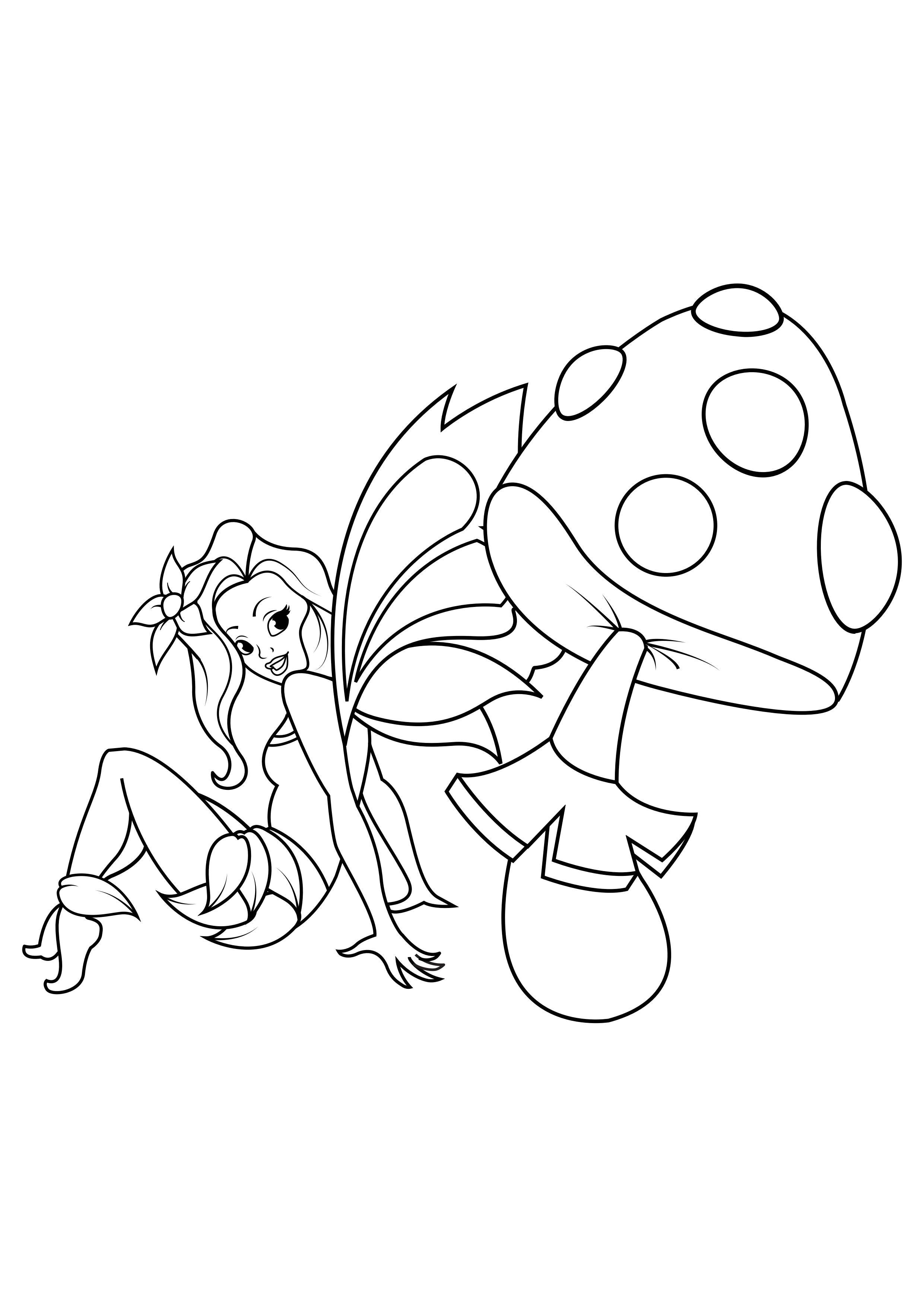 fee mit pilz Malvorlage fee mit pilz