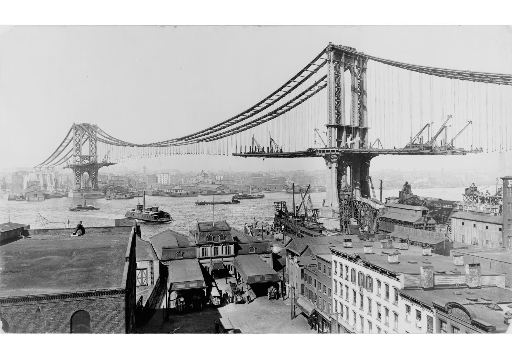 Foto bau der manhattan brigde 1909