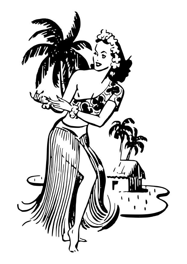 frau aus hawaii Malvorlage frau aus hawaii