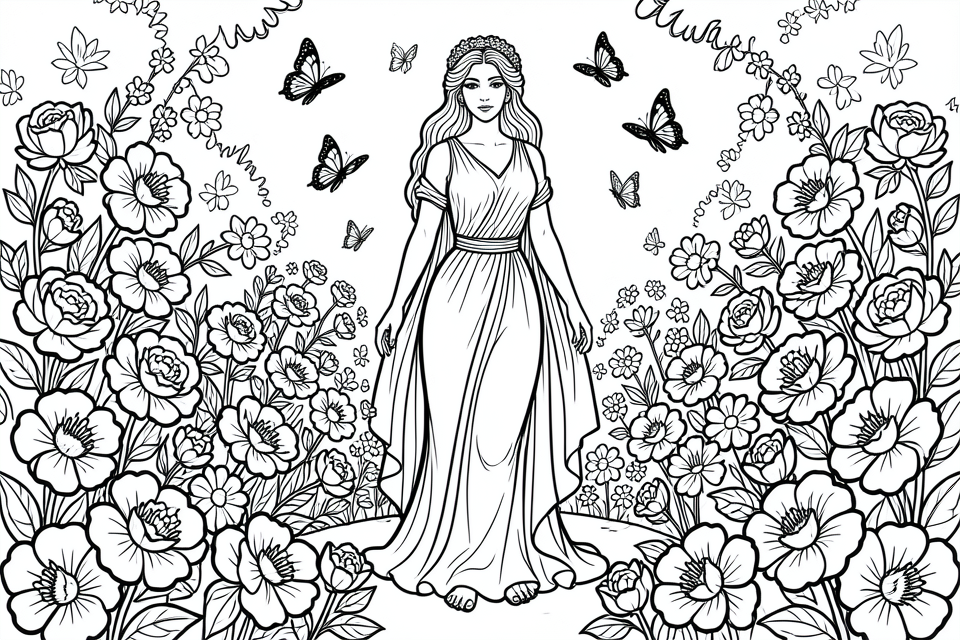 frau im garten Malvorlage frau im garten