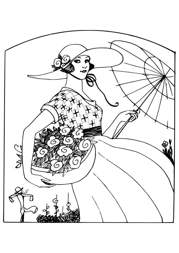frau mit blumen Malvorlage frau mit blumen