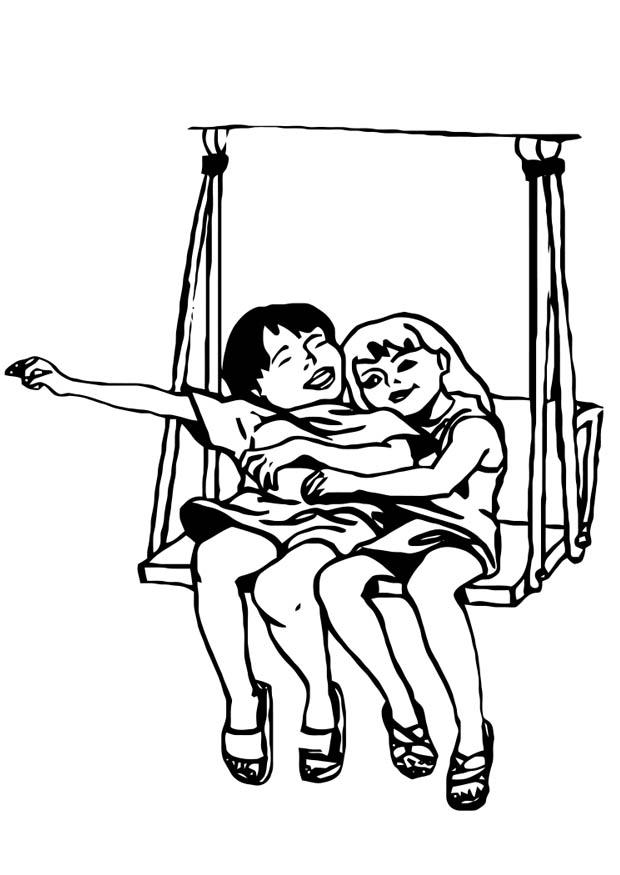freunde auf der schaukel Malvorlage freunde auf der schaukel
