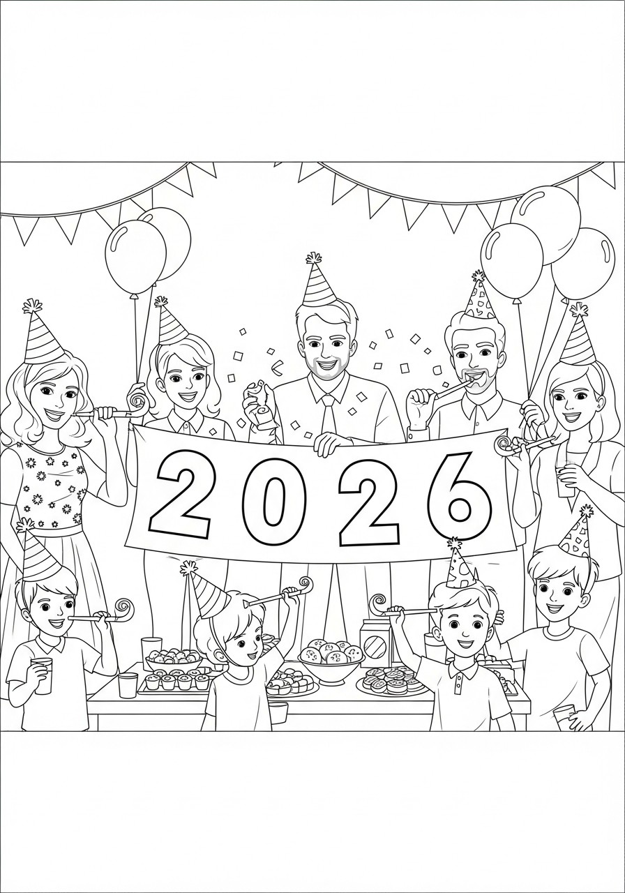 frohes neues jahr 2026 Malvorlage frohes neues jahr 2026