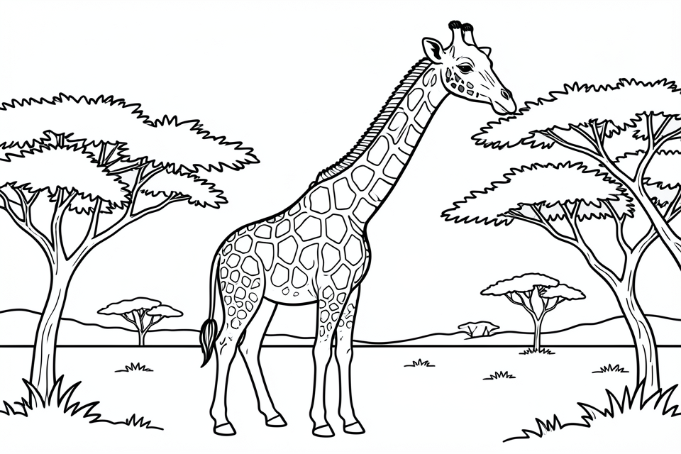 giraffe in der savanne Malvorlage giraffe in der savanne