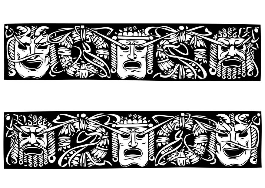 griechische masken Malvorlage griechische masken