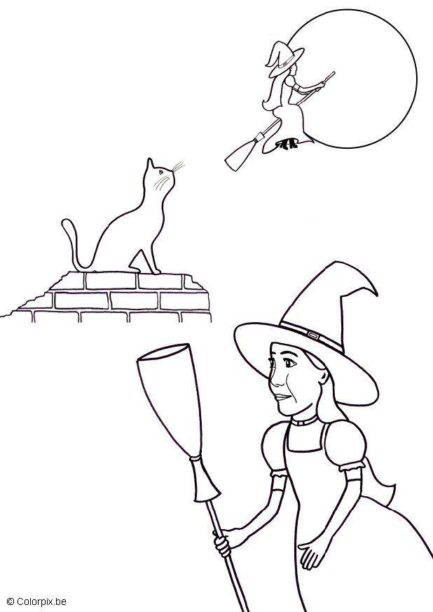Malvorlage halloween hexe